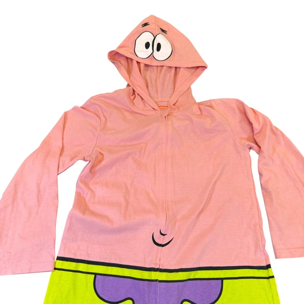 Nickelodeon Patrick Star‎ Kids Pajama Suit One Piece Hooded Sleeper Sz 10-12